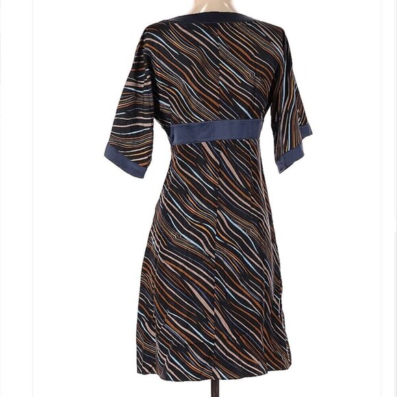 Laundry By Shelli Segal Silk Striped V-Neck Dress Size 4 - Picture 2 of 3